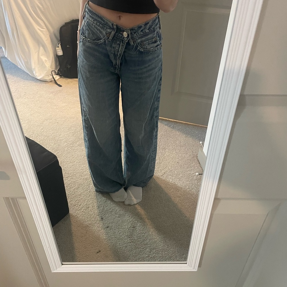 American Eagle Blue Flare Wide Leg Jeans